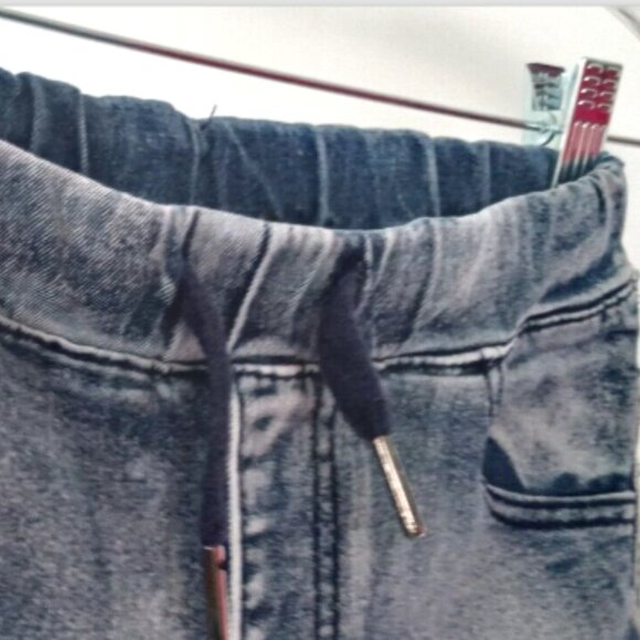 Biker Jogger Jeans Adult Sz 6 Ruching Zipper Detail Pull-On Elastic Hem Grunge - Picture 4 of 9